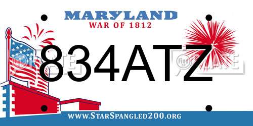 834ATZ Maryland License Plate