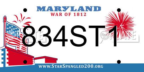 834ST1 Maryland License Plate