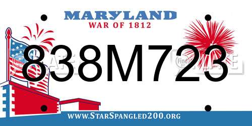 838M723 Maryland License Plate