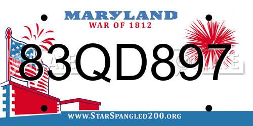 83QD897 Maryland License Plate