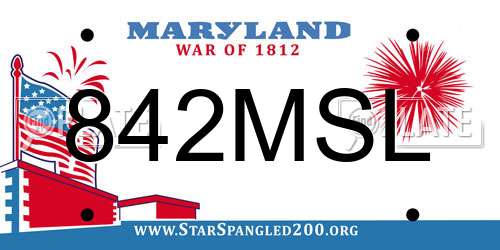 842MSL Maryland License Plate