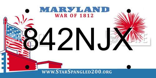 842NJX Maryland License Plate