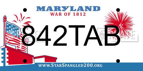 842TAB Maryland License Plate