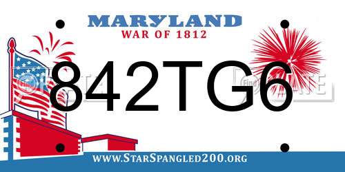 842TG6 Maryland License Plate