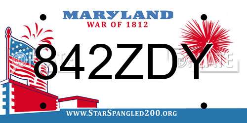 842ZDY Maryland License Plate