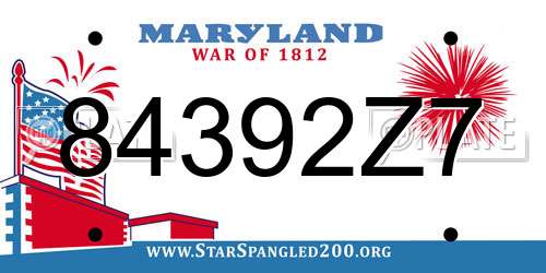 84392Z7 Maryland License Plate