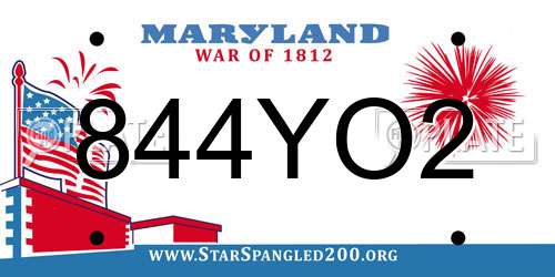 844YO2 Maryland License Plate
