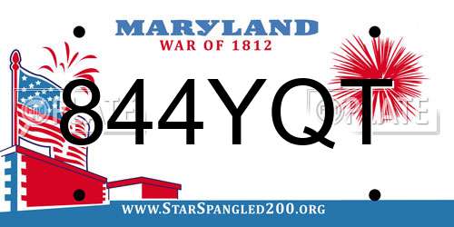 844YQT Maryland License Plate