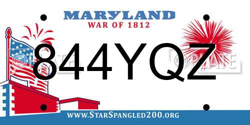 844YQZ Maryland License Plate