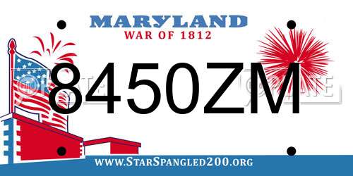 8450ZM Maryland License Plate