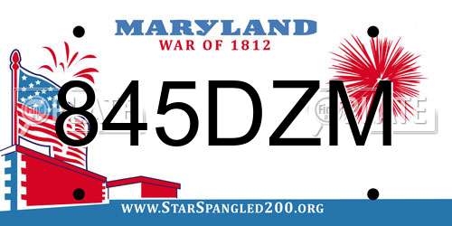 845DZM Maryland License Plate