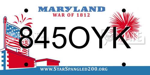 845OYK Maryland License Plate