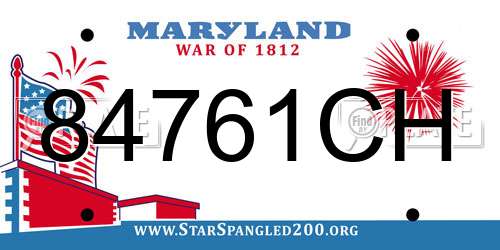 84761CH Maryland License Plate