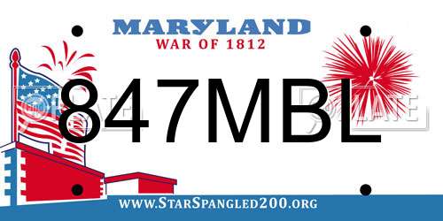 847MBL Maryland License Plate