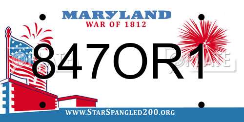 847OR1 Maryland License Plate
