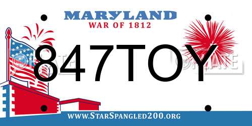 847TOY Maryland License Plate