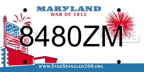 8480ZM Maryland License Plate