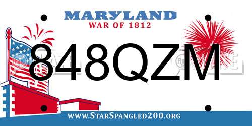 848QZM Maryland License Plate