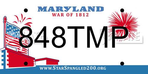 848TMP Maryland License Plate