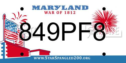 849PF8 Maryland License Plate