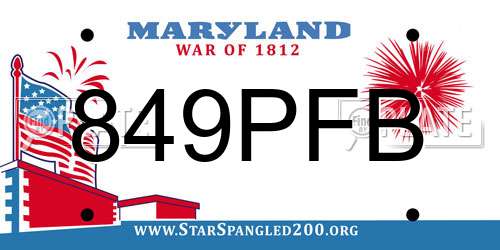 849PFB Maryland License Plate