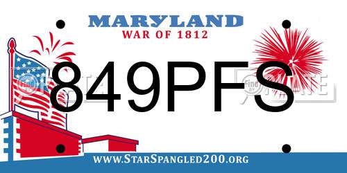 849PFS Maryland License Plate