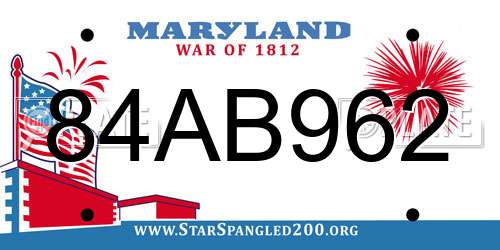 84AB962 Maryland License Plate
