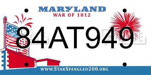 84AT949 Maryland License Plate