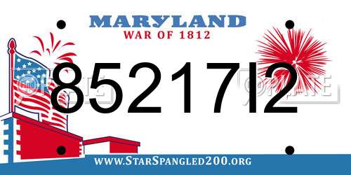 85217I2 Maryland License Plate