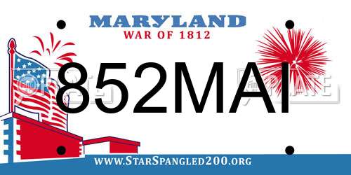 852MAI Maryland License Plate