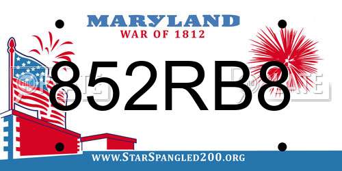 852RB8 Maryland License Plate