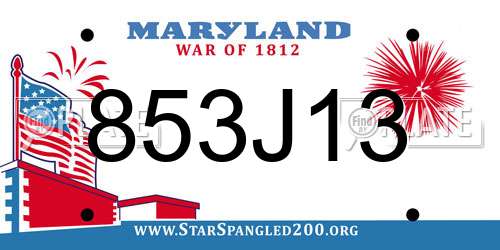 853J13 Maryland License Plate