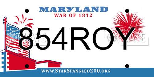 854ROY Maryland License Plate