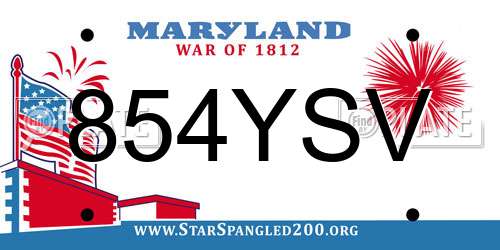 854YSV Maryland License Plate