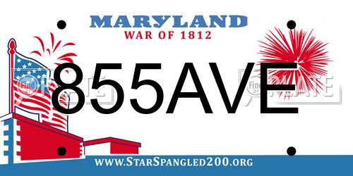 855AVE Maryland License Plate