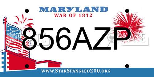 856AZP Maryland License Plate