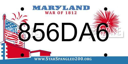 856DA6 Maryland License Plate