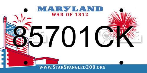 85701CK Maryland License Plate