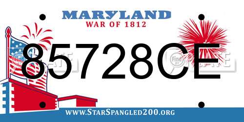 85728CE Maryland License Plate