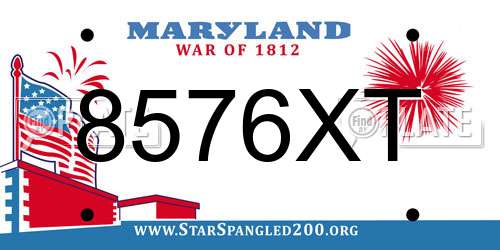 8576XT Maryland License Plate