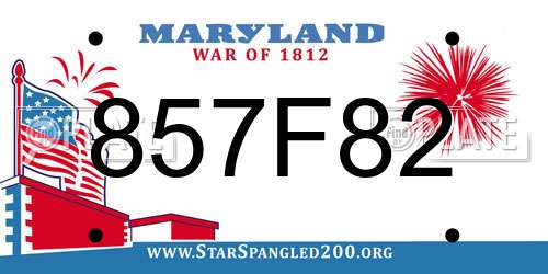 857F82 Maryland License Plate