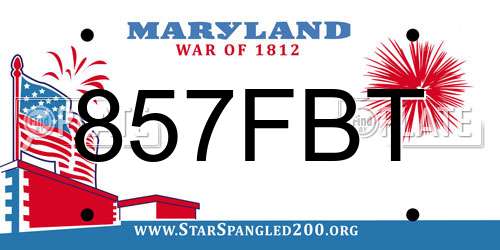 857FBT Maryland License Plate
