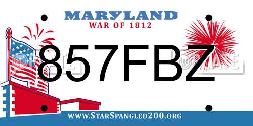 857FBZ Maryland License Plate