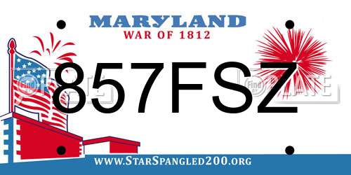 857FSZ Maryland License Plate