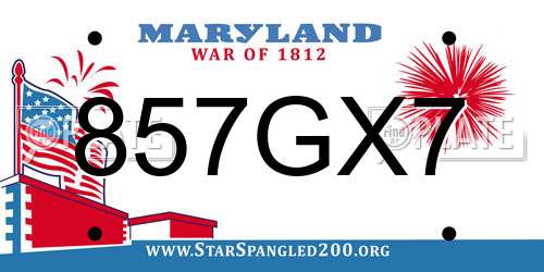 857GX7 Maryland License Plate