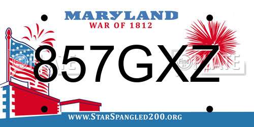 857GXZ Maryland License Plate