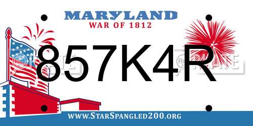 857K4R Maryland License Plate