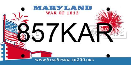 857KAR Maryland License Plate