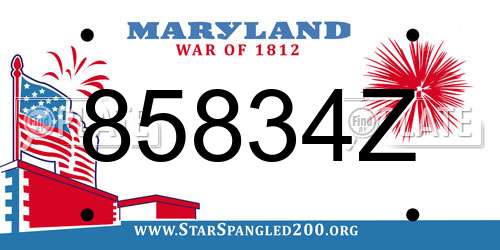 85834Z Maryland License Plate