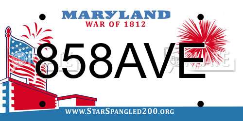 858AVE Maryland License Plate
